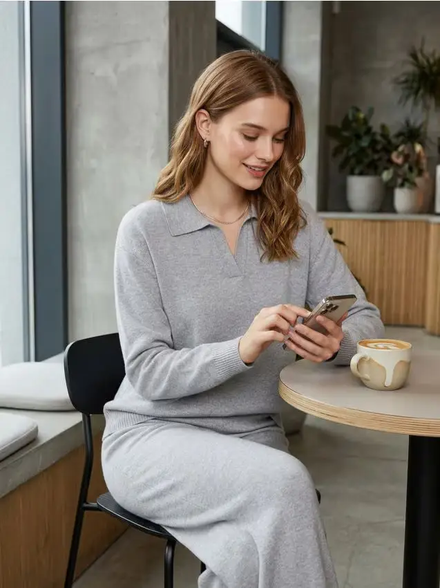 Pantaloni in maglia con vita elasticizzata - grigio chiaro