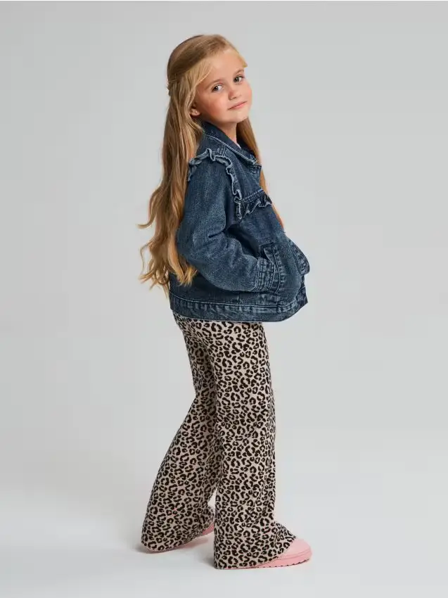 Pantaloni in maglia jacquard con stampa leopardata - beige