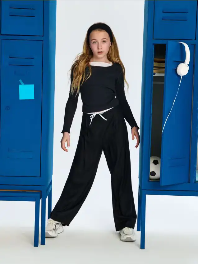 Pantaloni in viscosa - nero