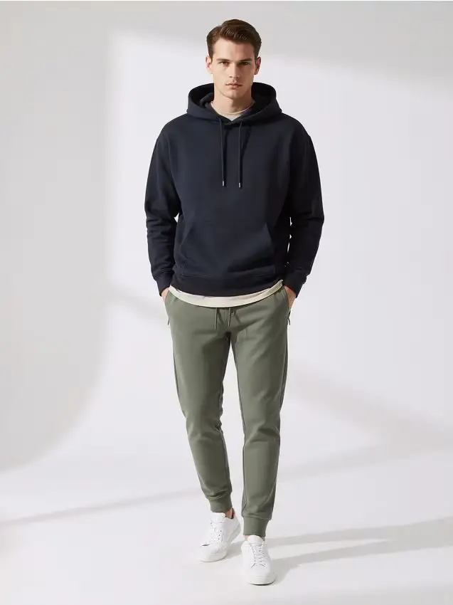 Pantaloni jogger in felpa - verde polveroso