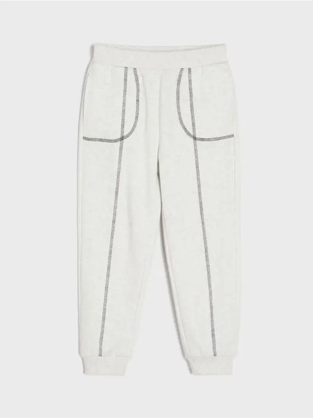 Pantaloni loose con cuciture decorative - grigio chiaro