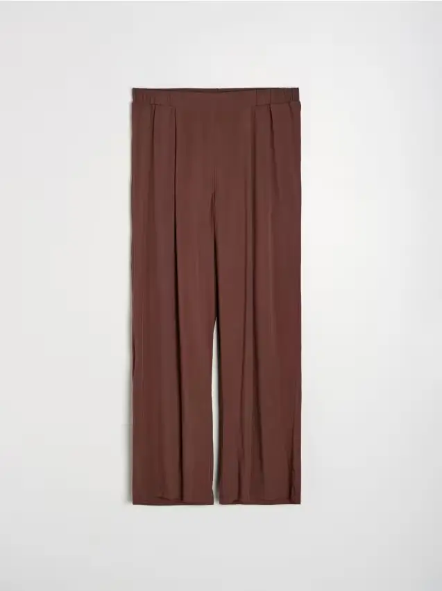 Pantaloni palazzo in viscosa - marrone