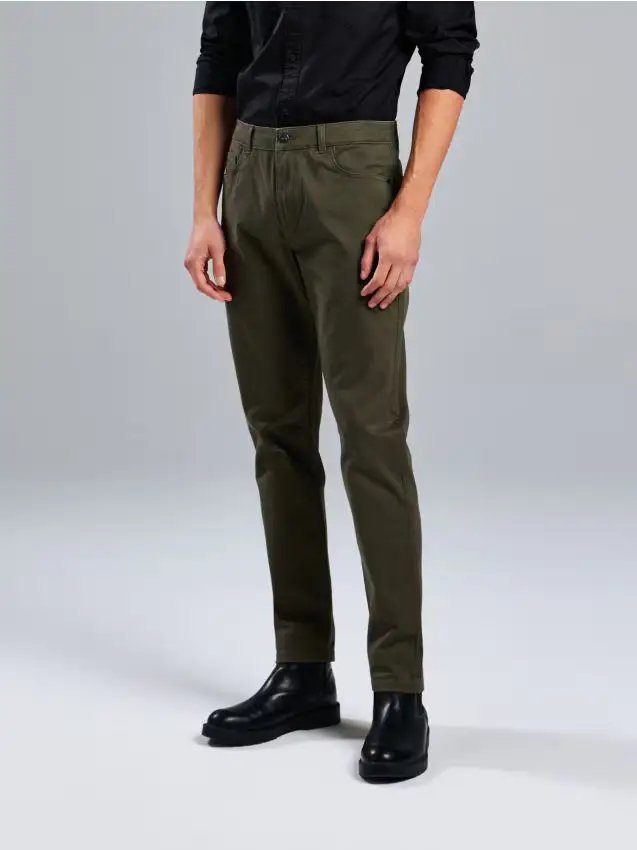 Pantaloni slim - verde-giallo