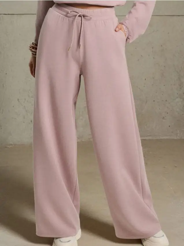 Pantaloni soft touch con aggiunta di viscosa - rosa cipria