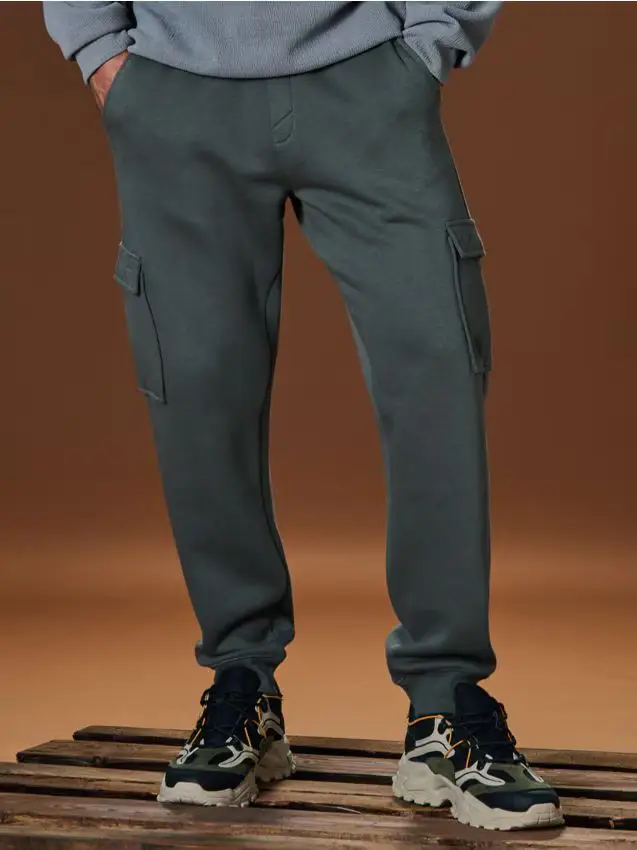 Pantaloni tapered cargo fit - khaki