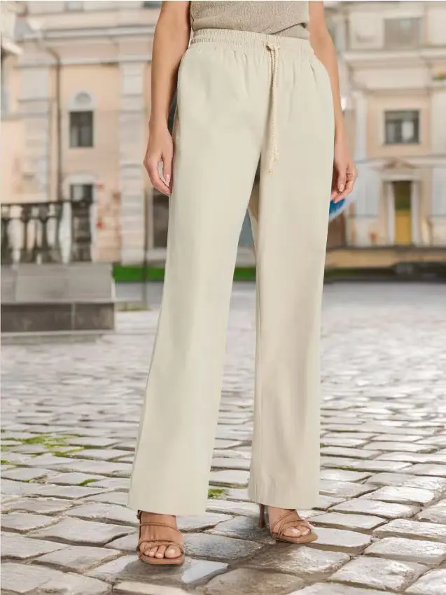 Pantaloni wide leg - beige