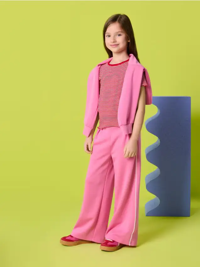 Pantaloni wide leg - fucsia