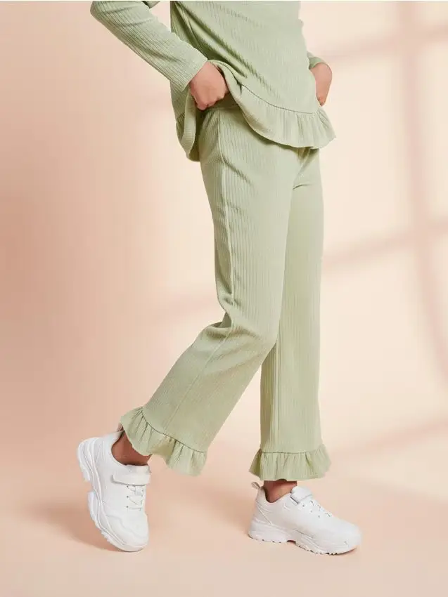 Pantaloni wide leg - verde menta