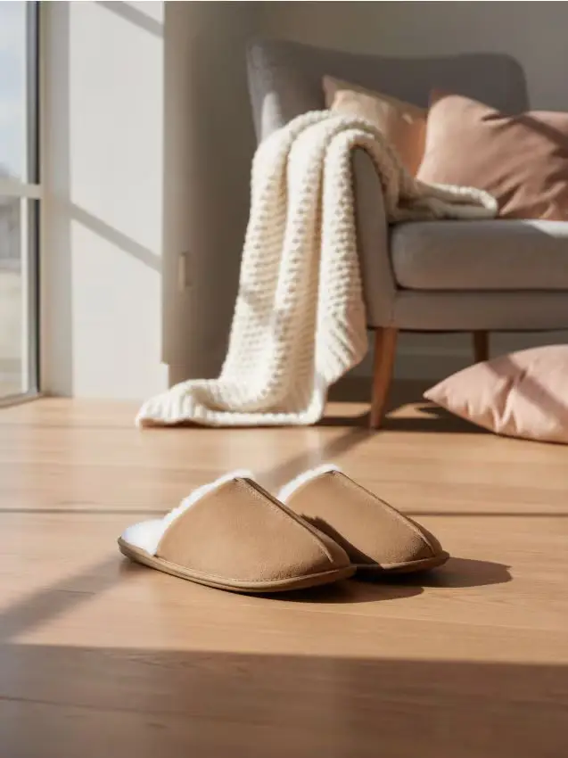 Pantofole in eco pelliccia - beige