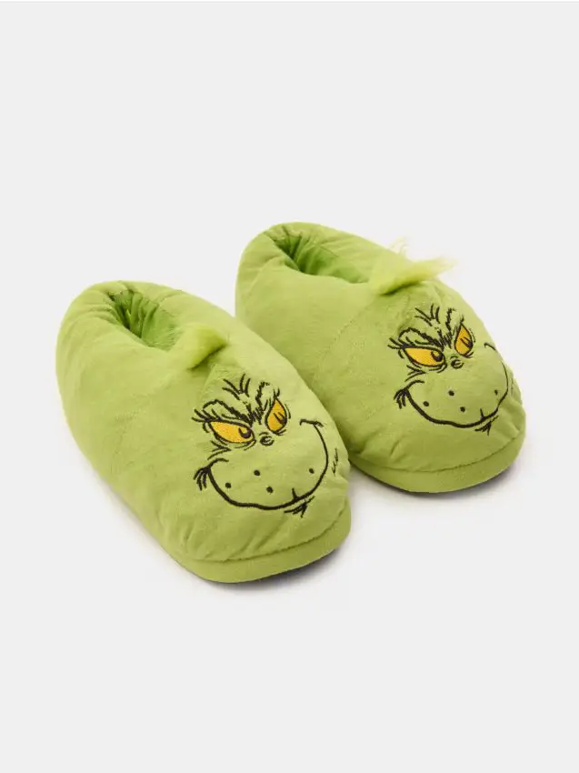 Pantofole in peluche Grinch - verde-giallo