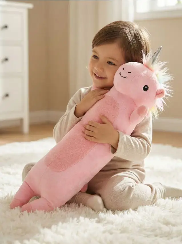 Peluche unicorno lungo - rosa pastello