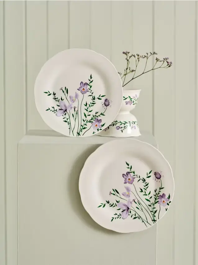 Piatti in ceramica con motivo floreale, confezione da 2 - multicolor