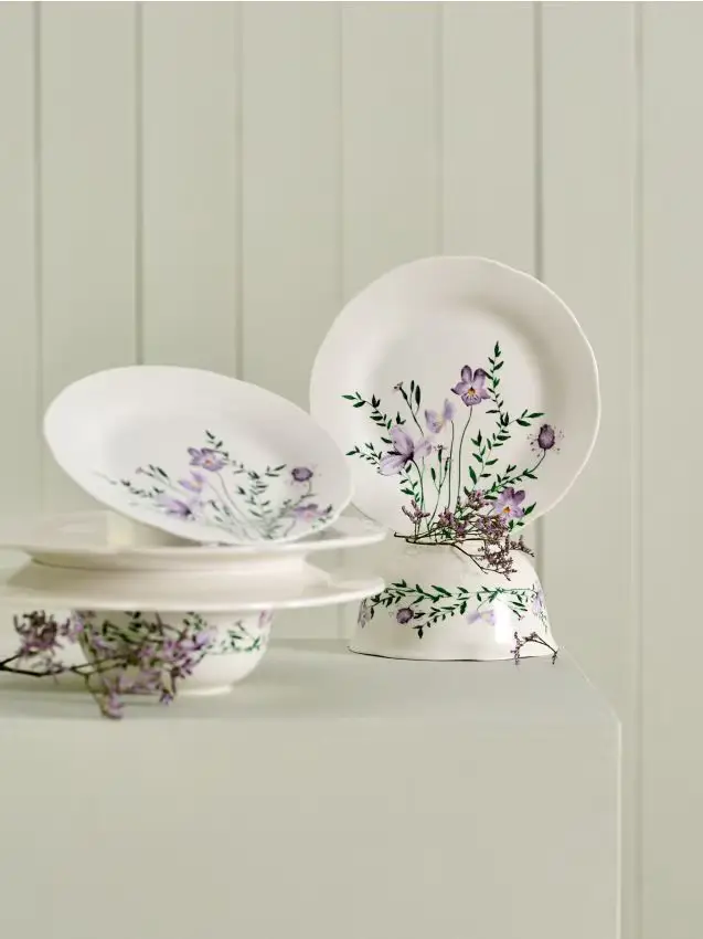 Piatti in ceramica con motivo floreale, confezione da 2 - multicolor