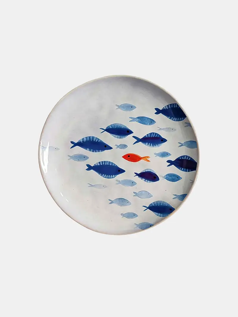 Piatto con motivo marino - bianco miniatura 3