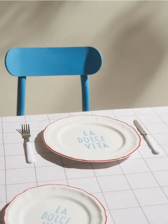 Piatto con scritta La Dolce Vita - verde pallido