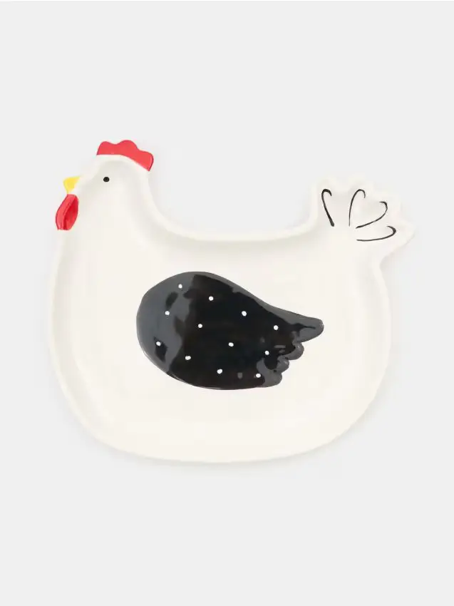 Piatto da portata in ceramica a forma di gallina - bianco
