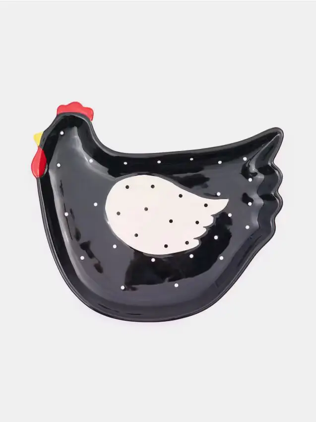 Piatto da portata in ceramica a forma di gallina - nero