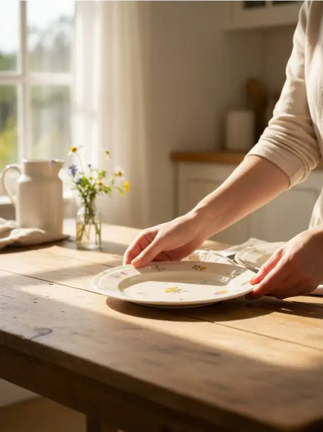 Piatto in ceramica con motivo floreale - bianco