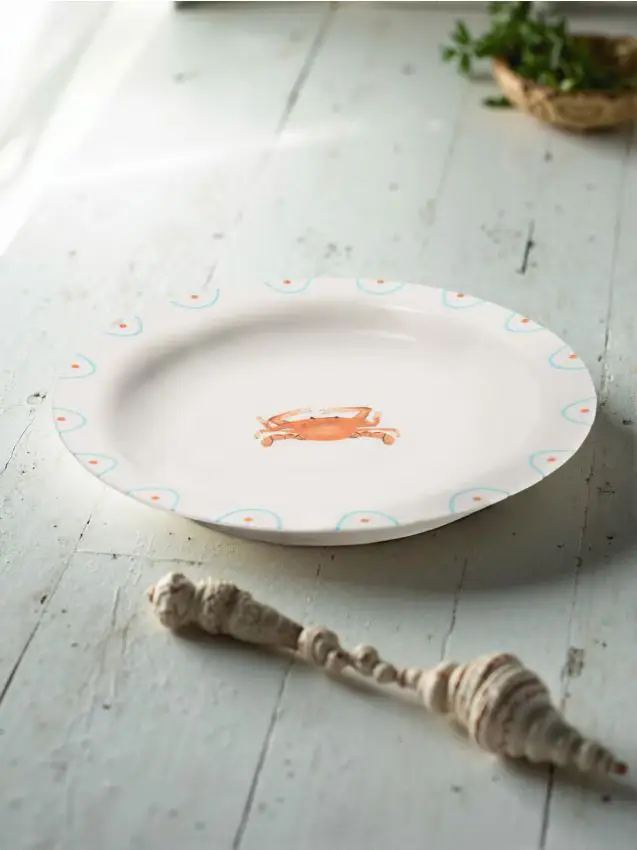 Piatto in ceramica con motivo marino - multicolor