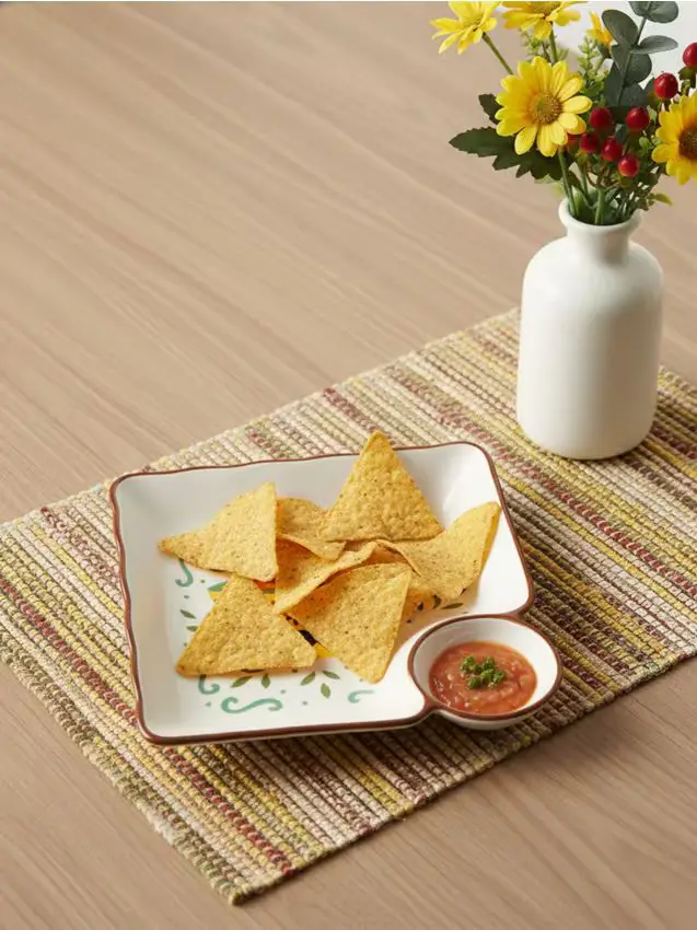 Piatto in ceramica per snack con motivo messicano - bianco