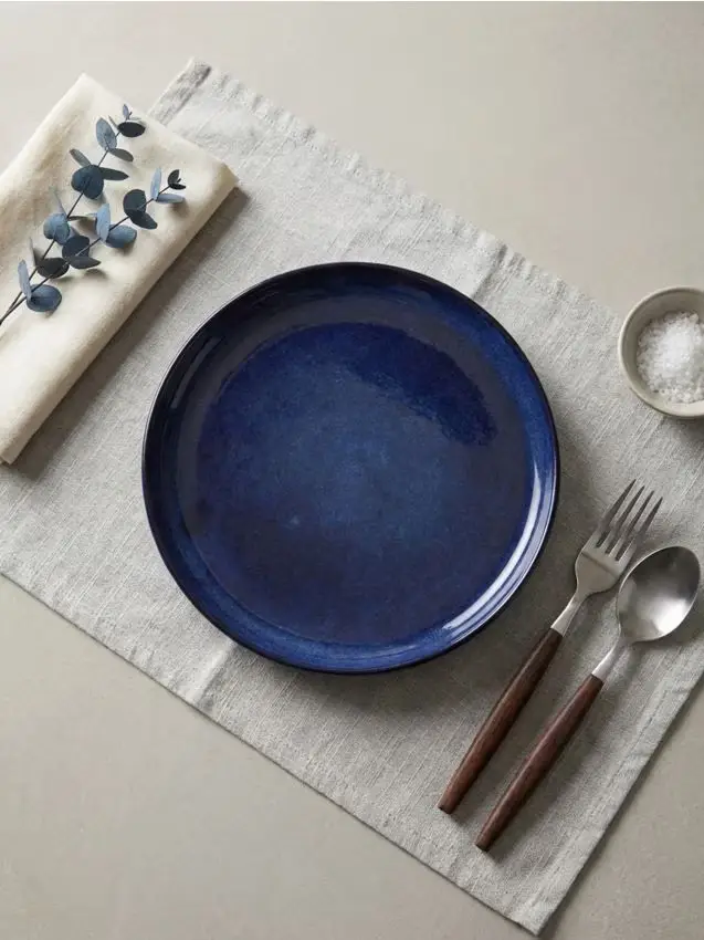 Piatto in ceramica piatto, tinta unita - blu scuro