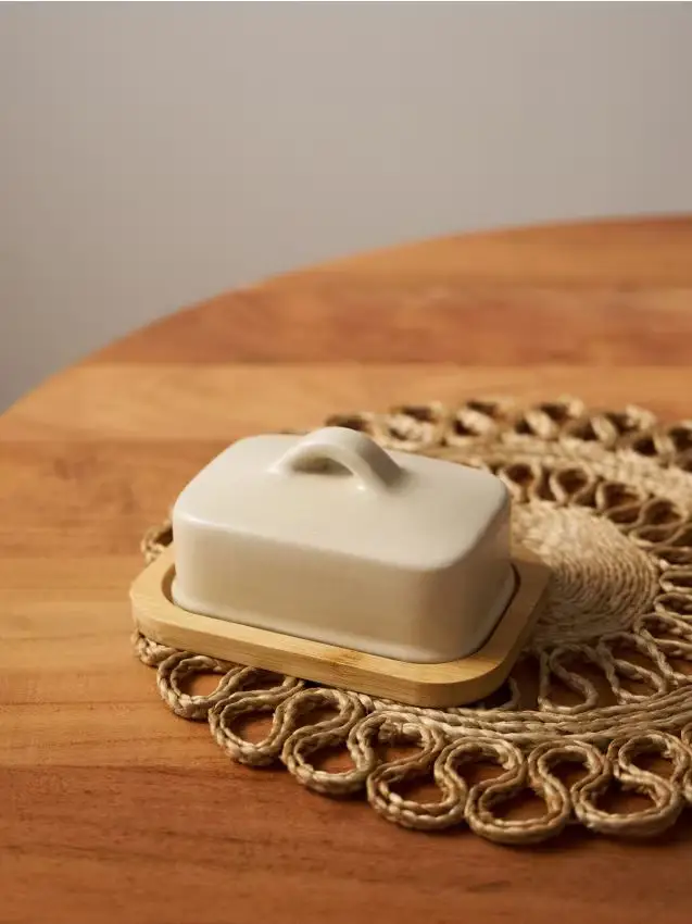 Piatto per burro in ceramica - panna