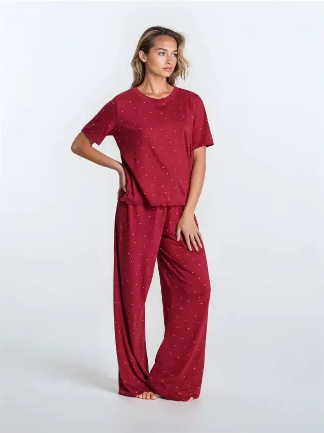 Pigiama a due pezzi con miscela di viscosa - bordeaux