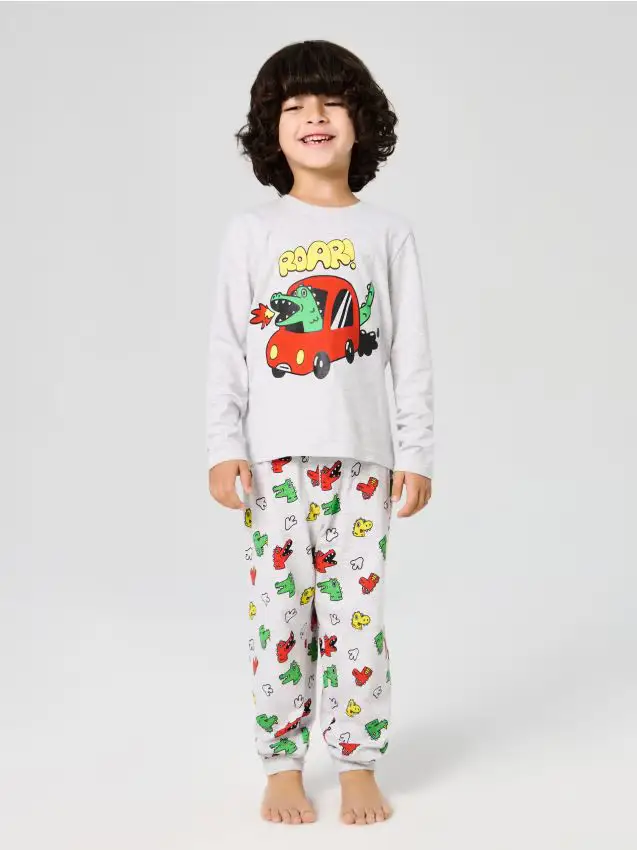 Pigiama a due pezzi con miscela di viscosa - grigio chiaro