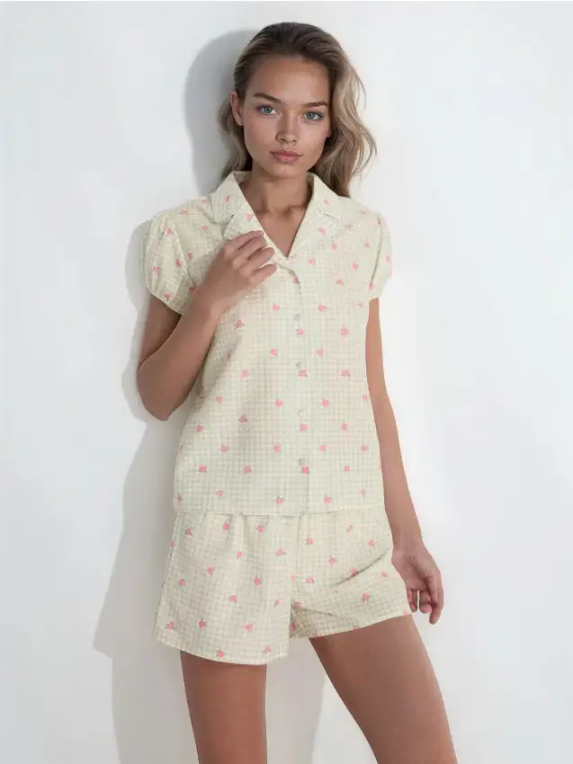 Pigiama a due pezzi con miscela di viscosa - verde pallido