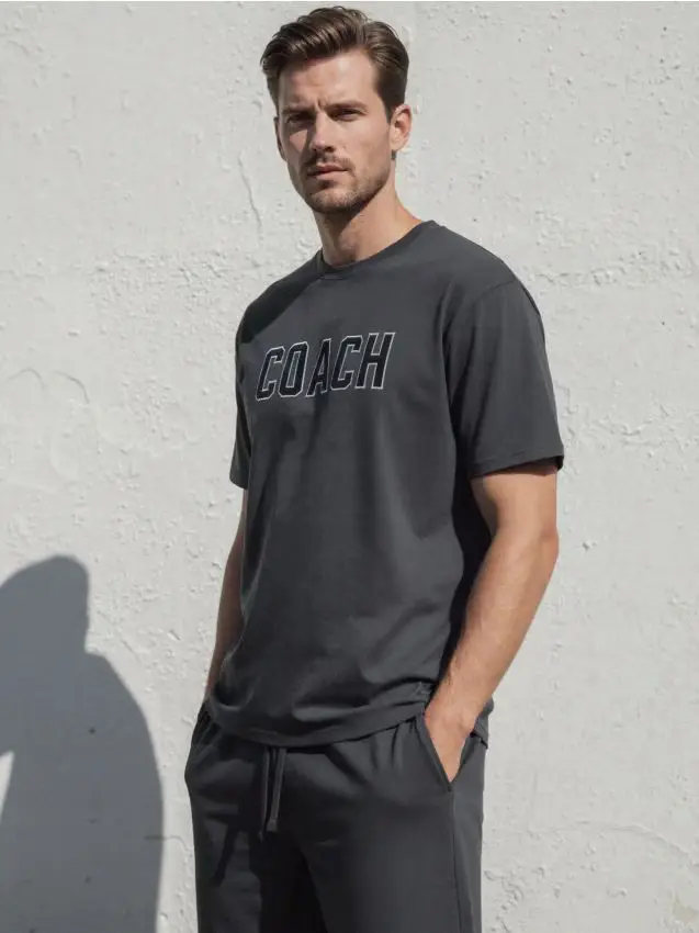 Pigiama a due pezzi con scritta Coach - grigio scuro