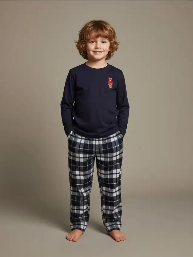 Pigiama con pantaloni in flanella a quadri - blu scuro