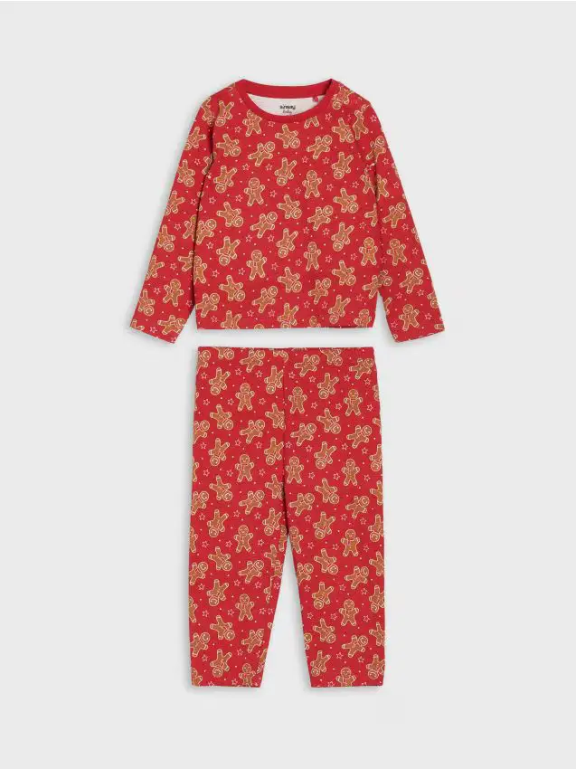 Pigiama due pezzi con motivo omino di pan di zenzero - rosso