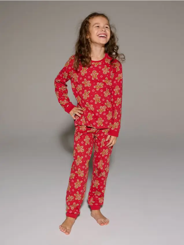 Pigiama due pezzi con motivo omino di pan di zenzero - rosso