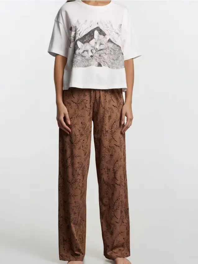 Pigiama in cotone a due pezzi - bianco