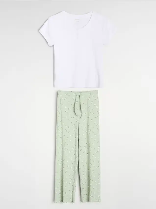 Pigiama in cotone a due pezzi - bianco