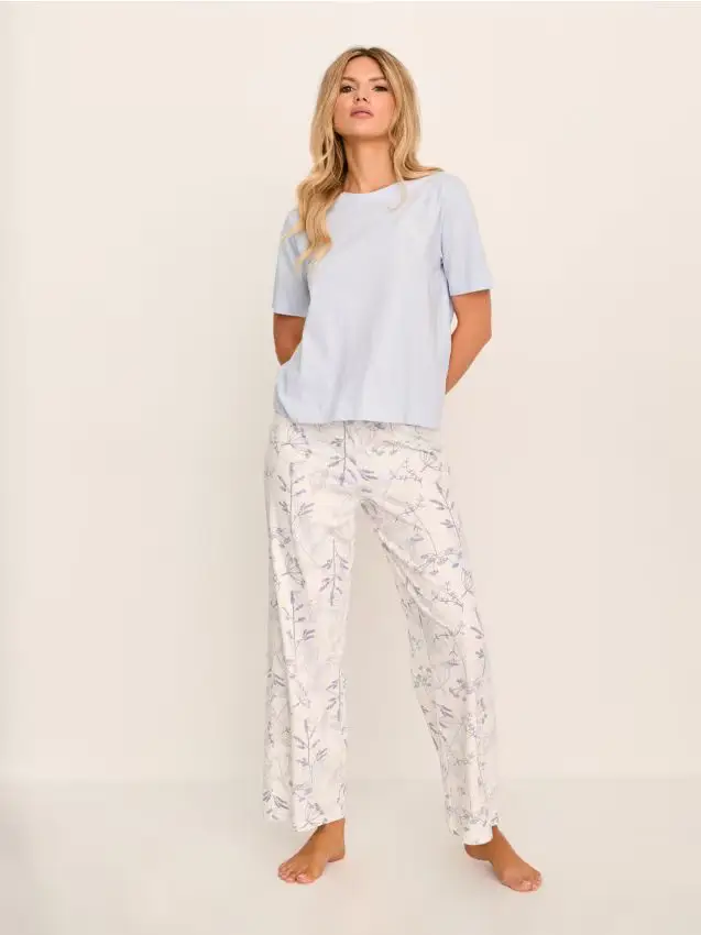 Pigiama in cotone a due pezzi - blu pallido