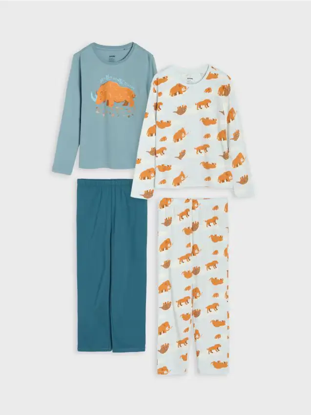 Pigiama in cotone a due pezzi con stampa 2 pack - azzurro