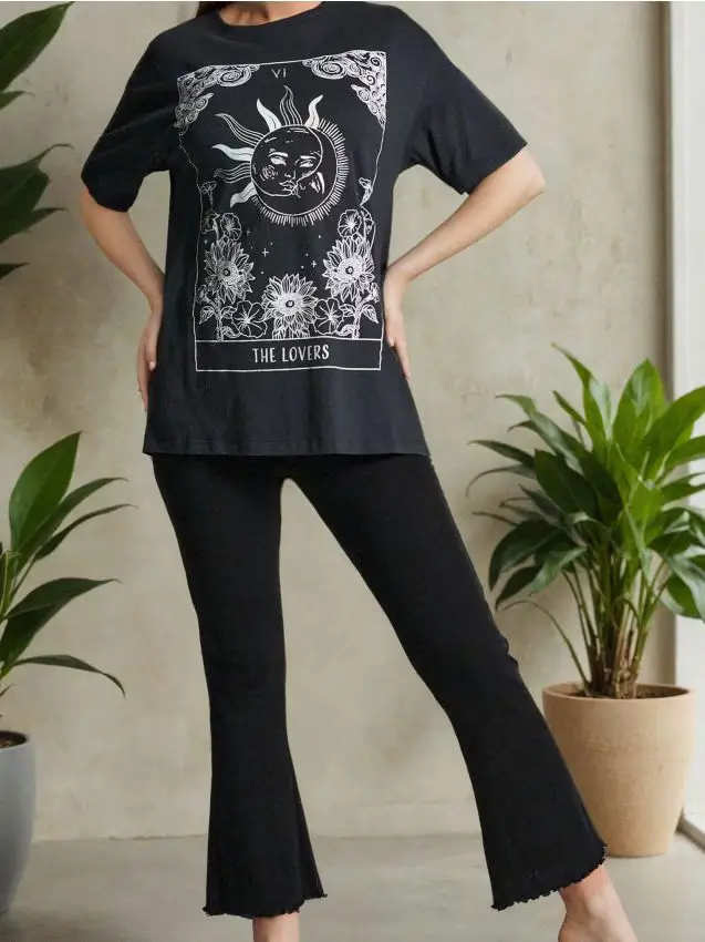 Pigiama in cotone a due pezzi con stampa - antracite