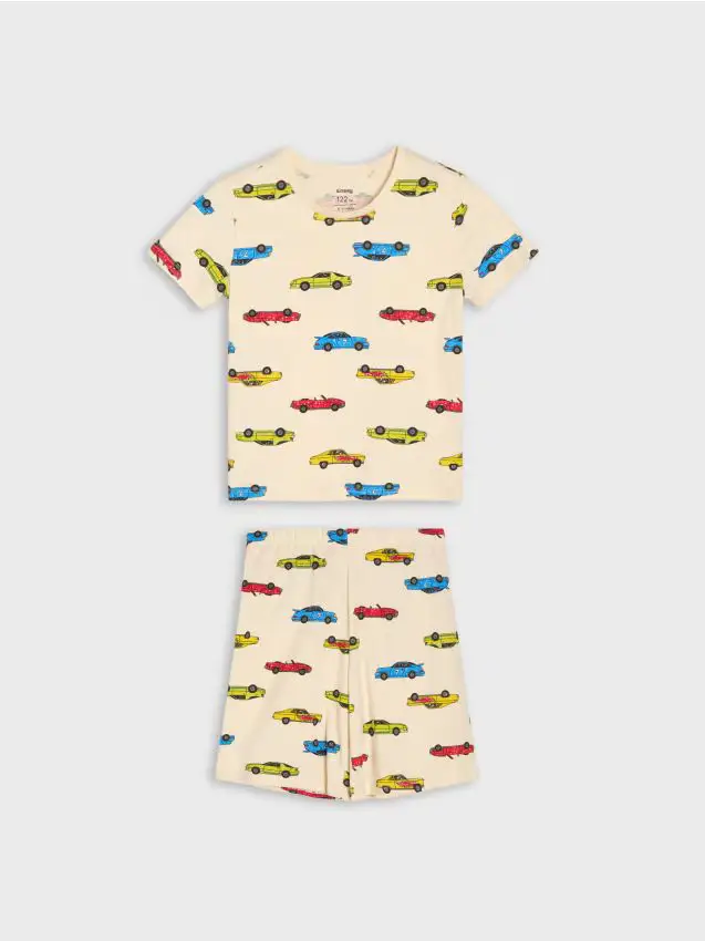 Pigiama in cotone a due pezzi con stampa di automobili - altro