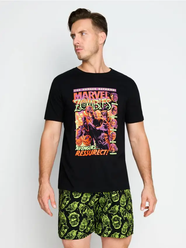 Pigiama in cotone a due pezzi con stampa Marvel Kawaii Art Collection - multicolor