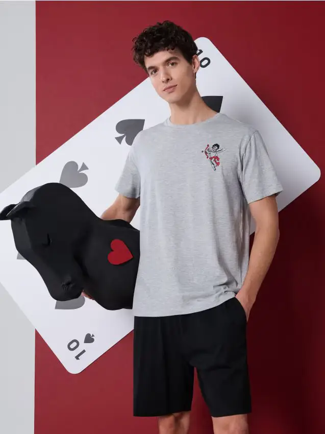 Pigiama in cotone a due pezzi con stampa - multicolor