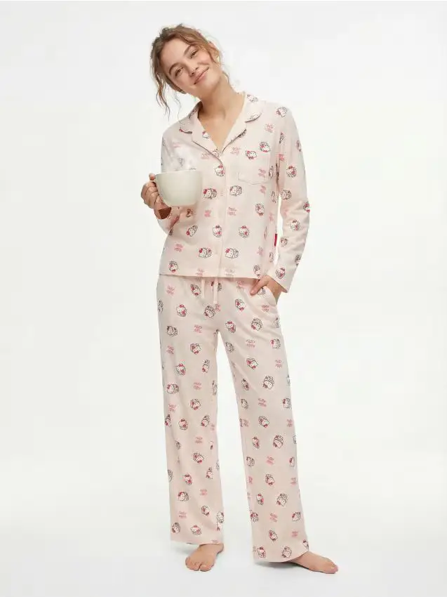 Pigiama in cotone a due pezzi Hello Kitty - rosso