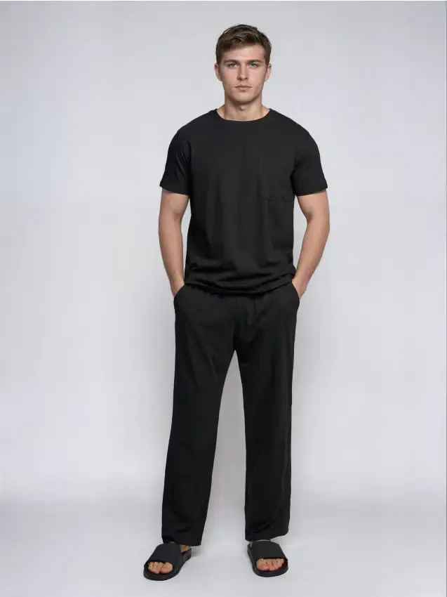 Pigiama in cotone a due pezzi - nero