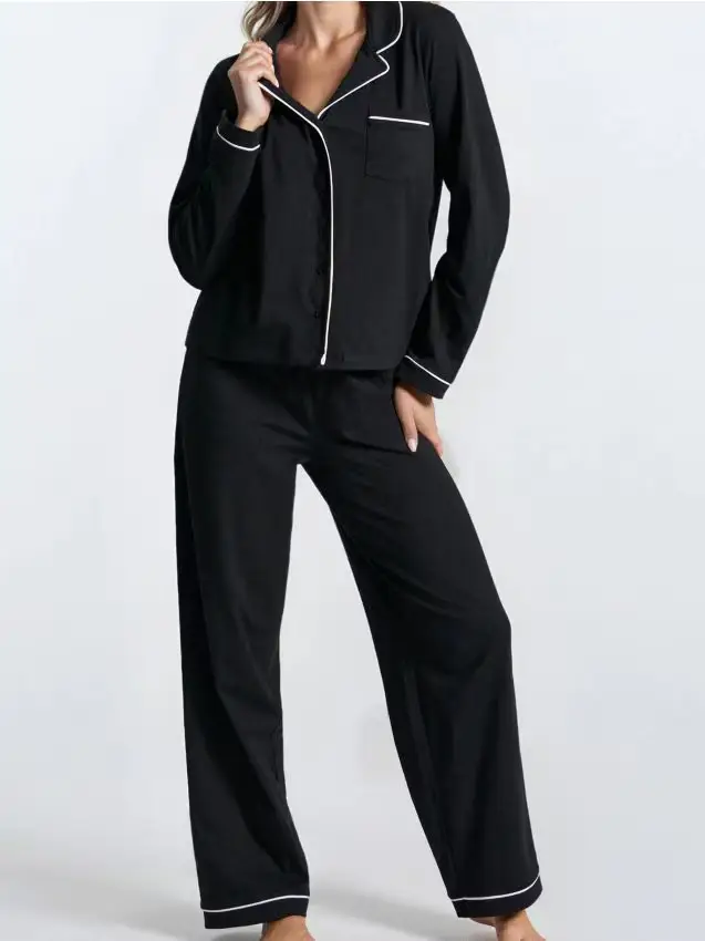 Pigiama in cotone a due pezzi - nero