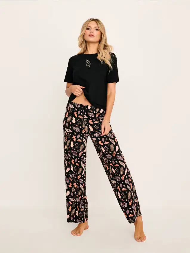 Pigiama in cotone a due pezzi - nero