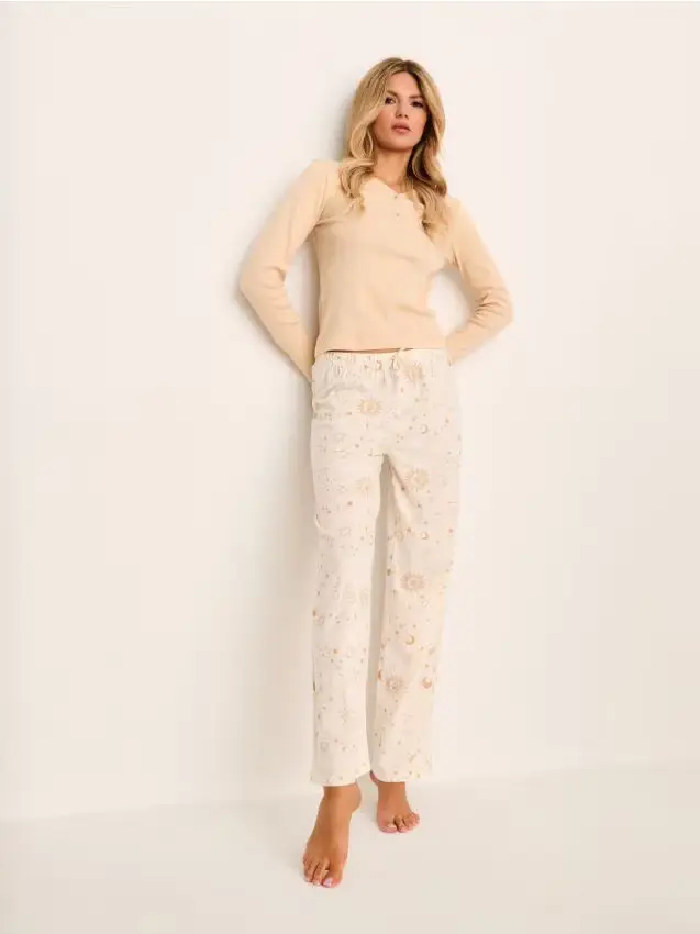 Pigiama in cotone a due pezzi - nude