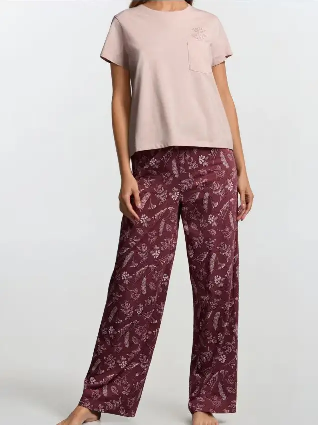 Pigiama in cotone a due pezzi - rosa