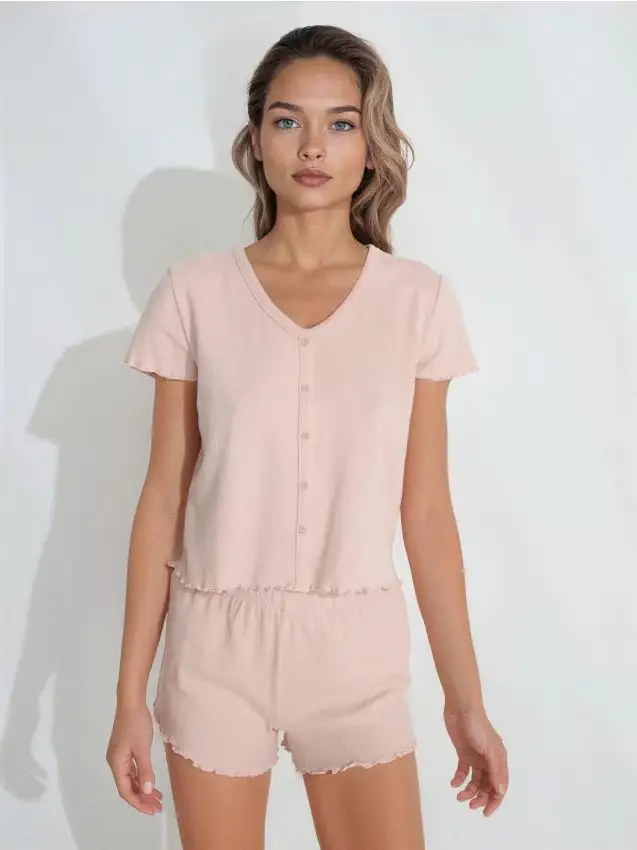 Pigiama in cotone a due pezzi - rosa