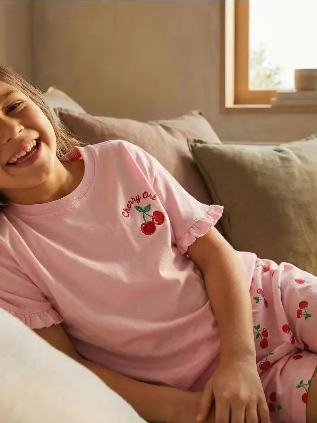 Pigiama in cotone a due pezzi - rosa pastello