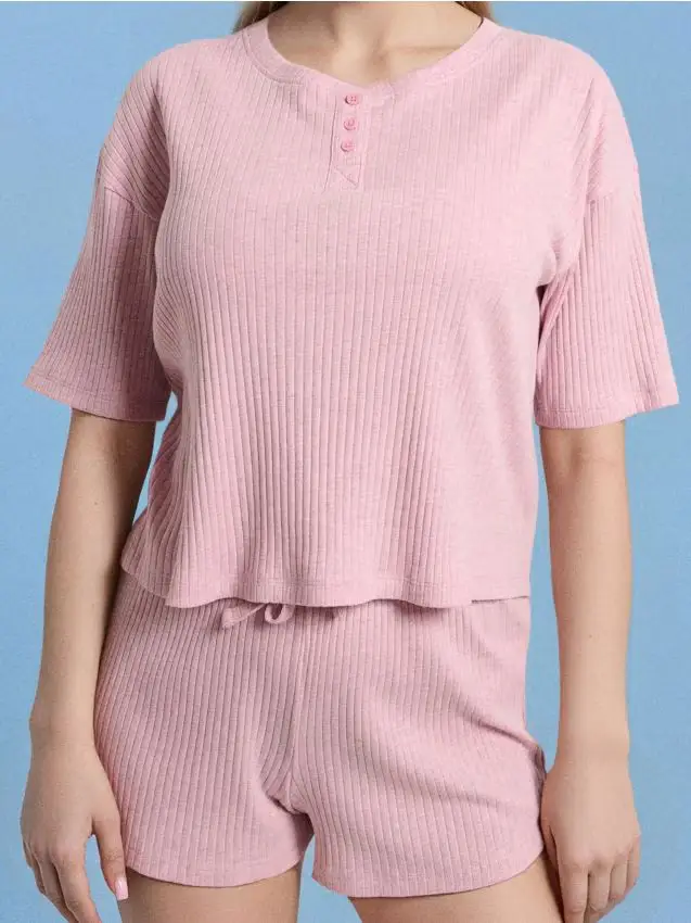 Pigiama in cotone a due pezzi - rosa pastello